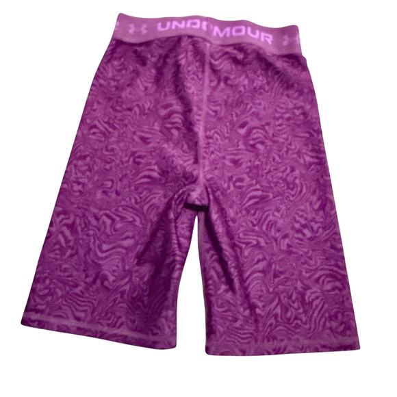 Under Armour fitted shorts purple long biker sz S flattering womens activewear - Picture 8 of 11